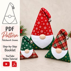 Christmas Gnome Sewing Pattern PDF, 3 Sizes, Scandinavian Fabric Decor (Digital Download)
