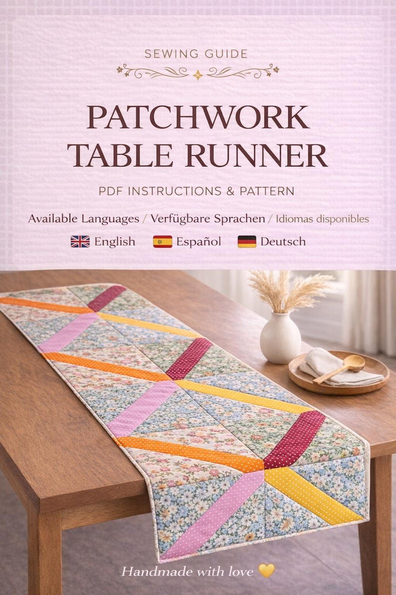 Charm Pack Quilted Table Runner Pattern | Vintage Home Decor (PDF ...