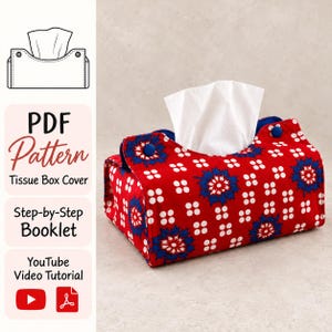 Tissue Box Cover PDF Pattern, Fabric Holder, Easy DIY Home Decor, Printable Sewing Template