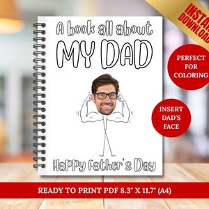 Alles über Papa Druckbares Buch für Vatertag, Geburtstagsgeschenk für Fitnessstudio Papa, Papa Gutscheinbuch, Vatertagsaktivität, DIY Kinderfarbkarte