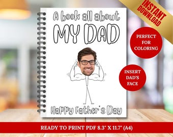 All About Dad Printable Book for Father's Day, Birthday Gift for Gym Dad, Dad Coupon Book, Father's Day Activity, DIY Kid Coloring Card