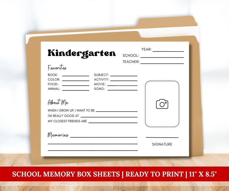 School Memory Box Questionnaire, School Years Pages, Baby Keepsake ...