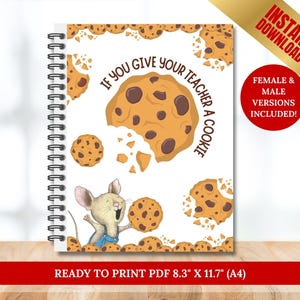 If You Give Your Teacher a Cookie Book Template, Teacher Appreciation Gift, End of Year Gift, Custom Teacher Gift Editable Mouse Cookie Book
