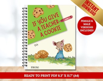 If You Give Your Teacher a Cookie Book Template, Teacher Appreciation Gift, End of Year Gift, Custom Teacher Gift Editable Mouse Cookie Book