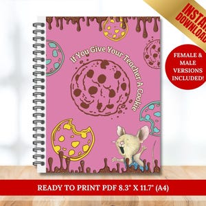 If You Give Your Teacher a Cookie Book Template, Teacher Appreciation Gift, End of Year Gift, Custom Teacher Gift Editable Mouse Cookie Book