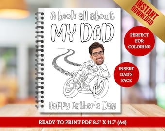 DIY Printable Book for Father's Day, Birthday Gift for Racing Dad, Dad's Questionnaire, Father's Day Activity, All About Dad Kid Coloring