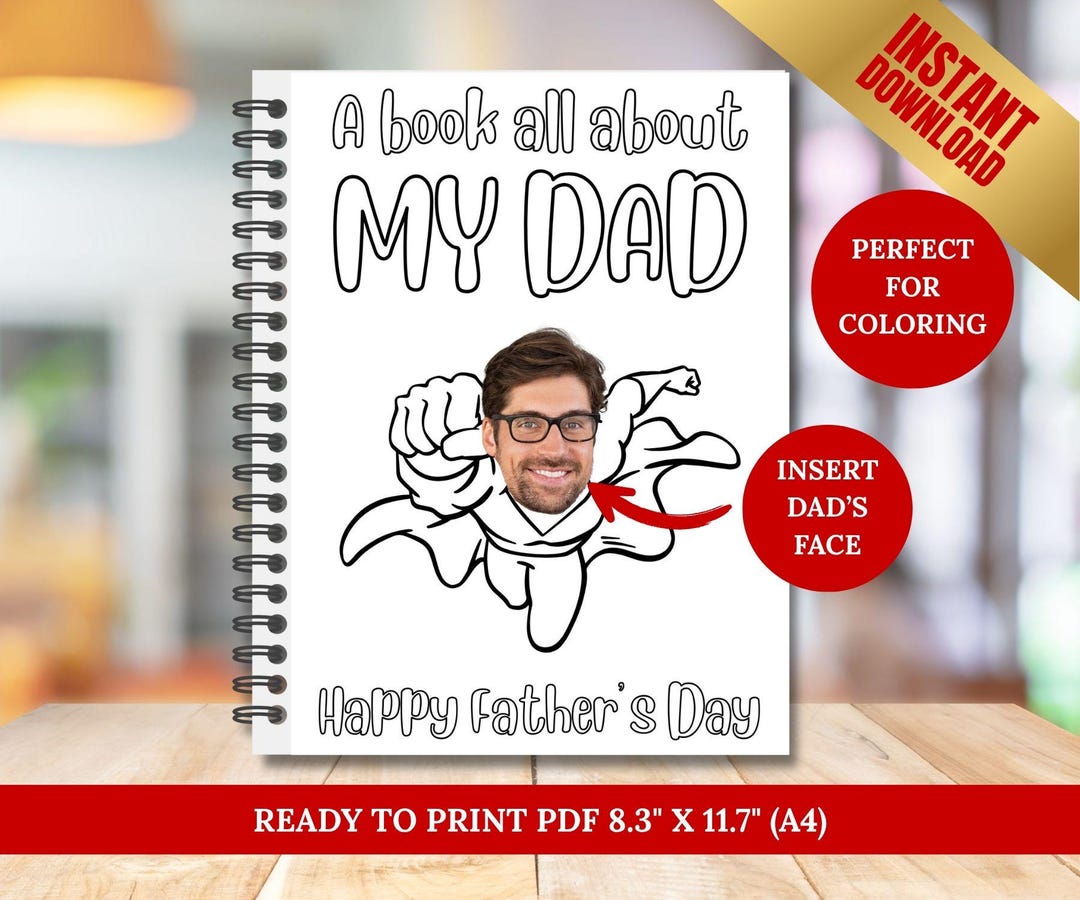 All About Dad Printable Book for Father's Day, Birthday Gift for Dad ...