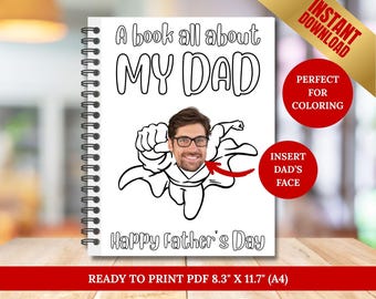 All About Dad Printable Book for Father's Day, Birthday Gift for Dad, Dad's Questionnaire, Father's Day Activity, Kid Coloring Card for Dad