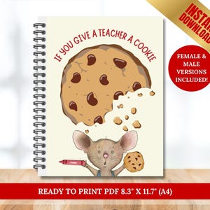 If You Give Your Teacher a Cookie Book Template, Teacher Appreciation Gift, End of Year Gift, Custom Teacher Gift Editable Mouse Cookie Book