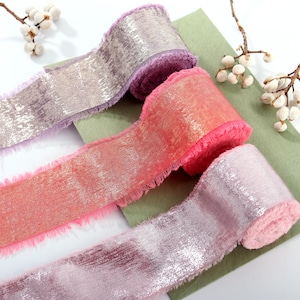 Elegante nastro strappato a mano - 4 cm x 5 iarde, nastro in lamina d'oro per matrimoni, bouquet e confezioni regalo, decorazioni per eventi