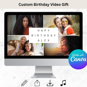 Birthday Photo Slideshow Canva Template: Animated Photo Memory Video (Digital Download)