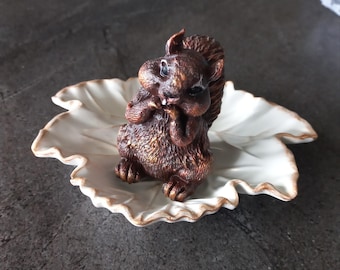 Handmade Squirrel and Sycamore Leaf