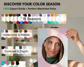 Kit d'Analyse Colorimétrique DIY | Trouvez Votre Saison | 16 Saisons | Cadres & Drapés | Guide de Tenues | PDF, PNG and Modèles Canva