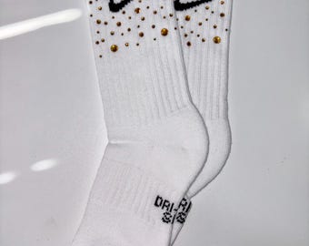 Gouden strass-sokken | Bling glittersokken | Gepersonaliseerde Team Spirit Cheer Dance-accessoires