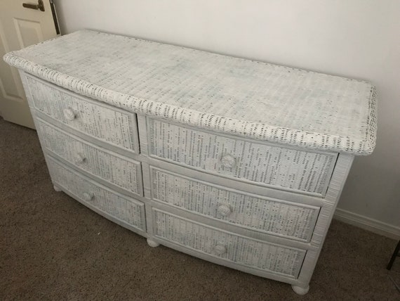 Vintage Rattan wicker Six Drawer Dresser LOCAL PICK UP Etsy