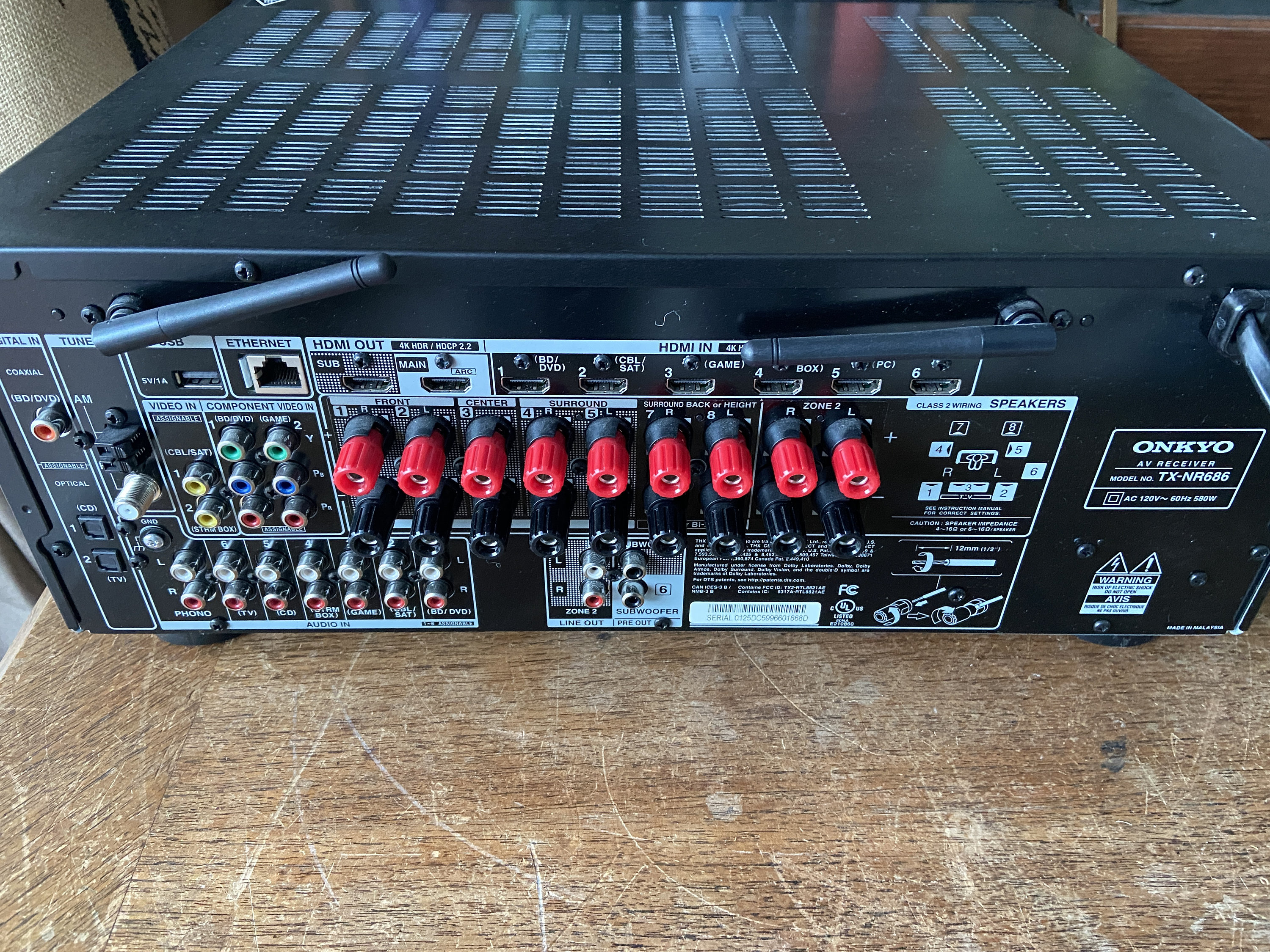 Onkyo TX-NR686 7.2 Receiver W/original Box & Paperwork