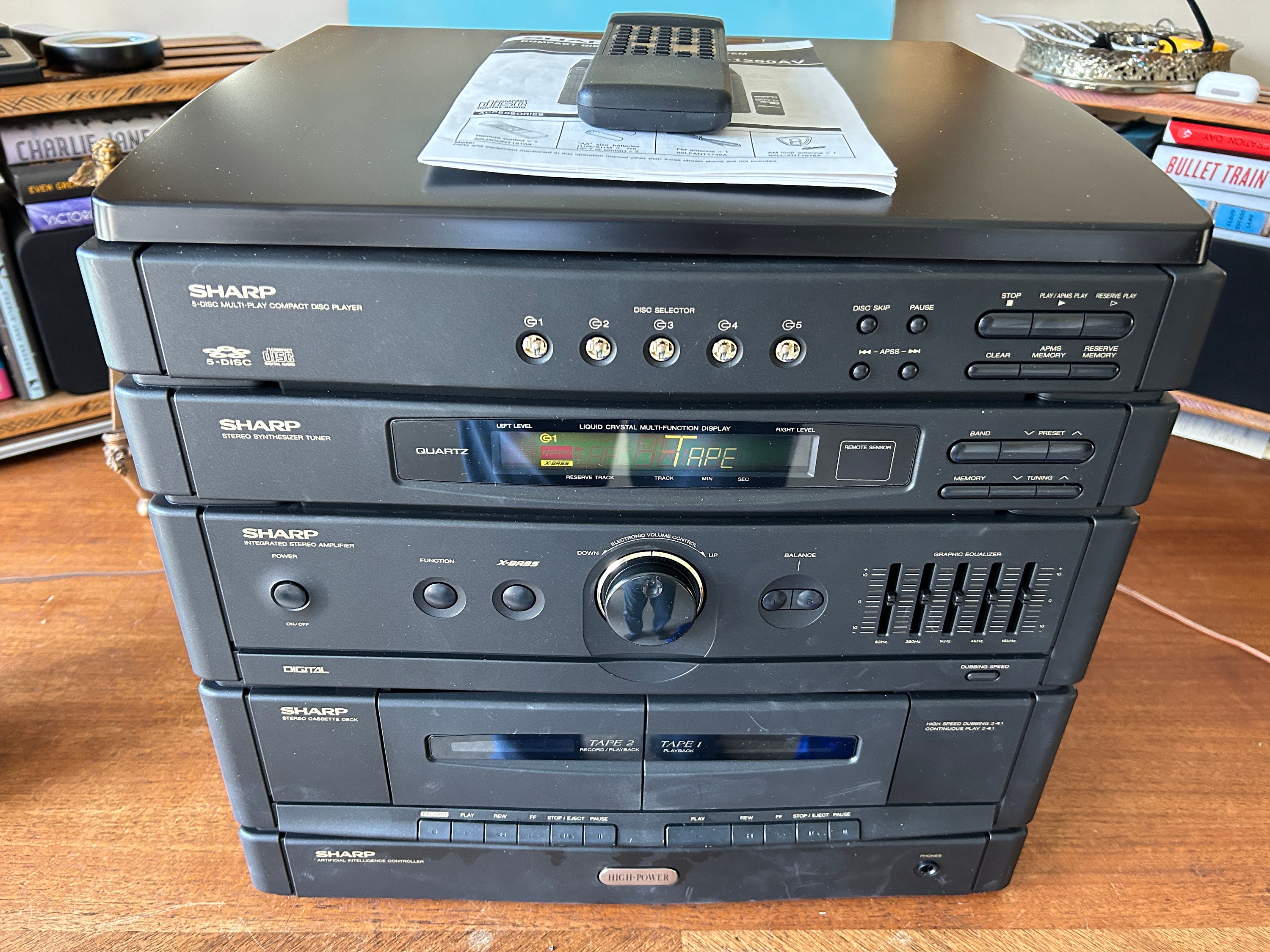 Sharp Stereo System Model# SG-1250AV W/original Remote--vintage