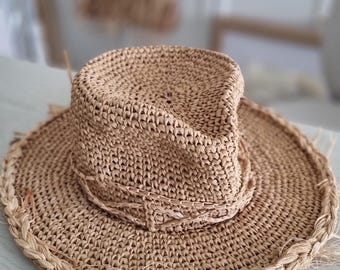 Sunhat, Fedora, raffia, straw sunhat, vacation hat, summer 2026, raffia hat, handmade