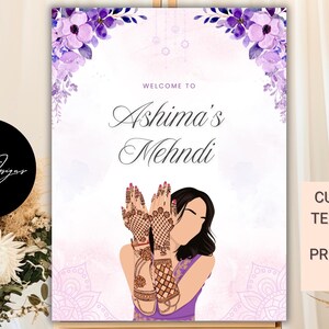 Mehndi Welcome Sign, Digital Template, Editable Design, Instant Download & Printable File