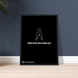 Brilla dall'interno verso l'esterno - Arte murale minimalista con cornice - Illustrazione di amore per se stessi - Poster di affermazione radiosa - Decorazione per la casa con energia calma