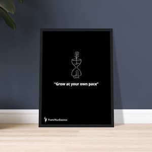 Cresci al tuo ritmo – Arte murale minimalista con cornice – Citazione sulla crescita delicata – Decorazione per l'autocompassione – Poster botanico rilassante per casa o ufficio
