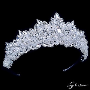 Dazzling Crystal Tiara for Brides | Unique Handmade Crown | Quinceañera Hair Accessory | Sparkling Silver Tiara