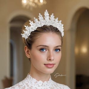 Crystal Beaded Leaf Tiara: Silver Plated Princess Crown, Gift Boxed