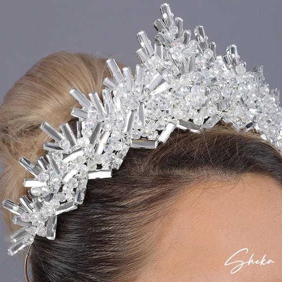 Crystal Bridal Tiara: Handmade Ice Queen Wedding Crown - Etsy