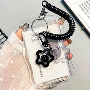 Kpop Fotokartenhalter mit Stern-Schlüsselanhänger - Süßes Idol-Foto-Display, Kreditkarten- und ID-Schutz, durchsichtige PVC-Hülle für K-Pop-Fans