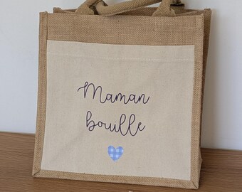 Original Mother's Day gift - personalized jute and cotton tote bag for mom - beach bag for mom - handmade gift for mom