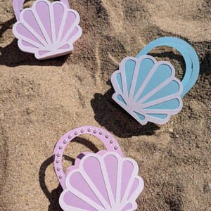 Seashell guest bag kit – DIY activity – mermaid / ocean birthday – blue or lilac – 1 to 10 units