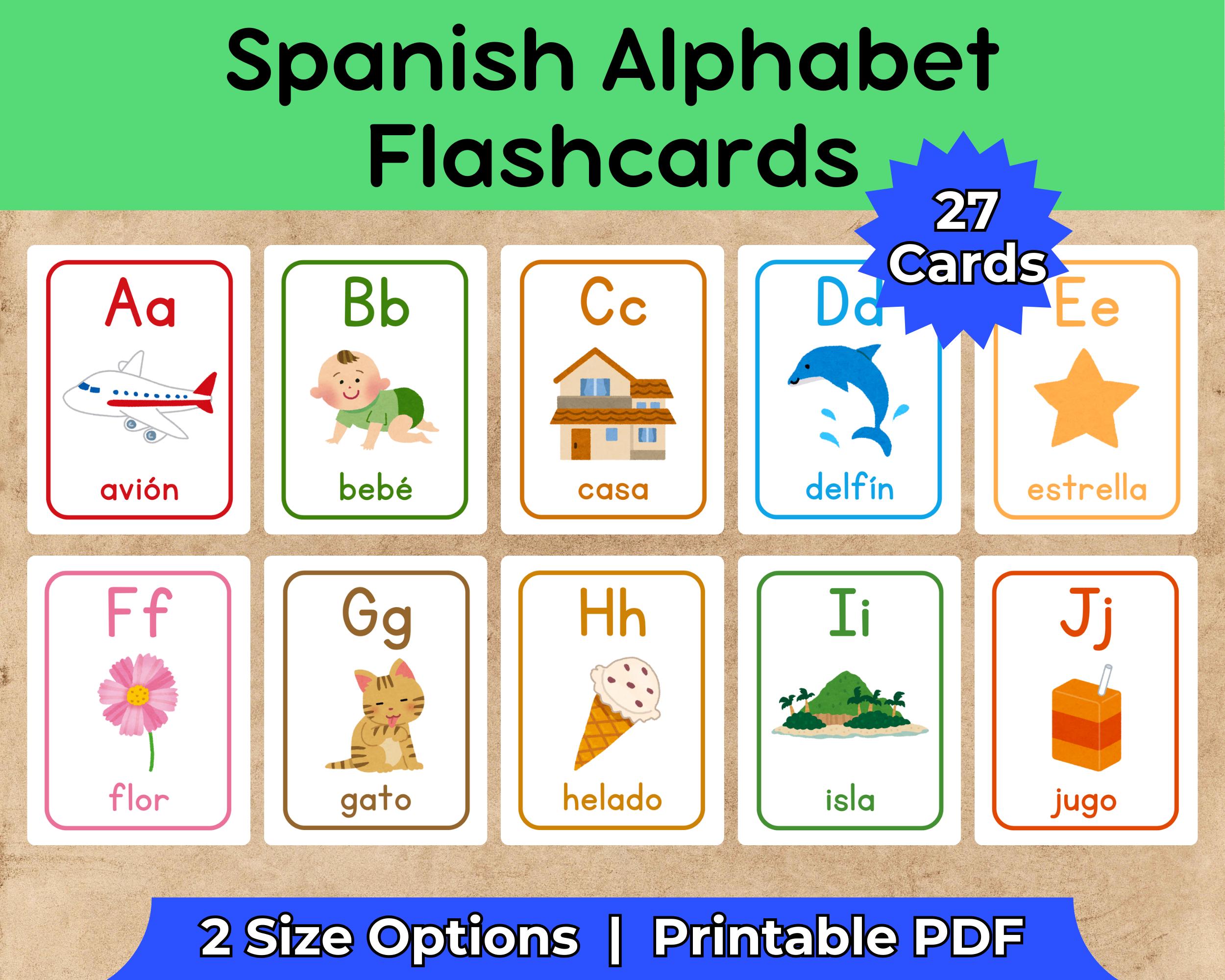 Spanish Alphabet Flashcards for Kids | ABC Cards With Pictures & Words ...