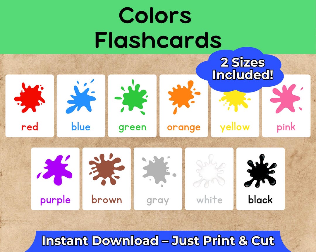 Colors Flashcards for Kids | Preschool Learning Cards | ESL Color ...