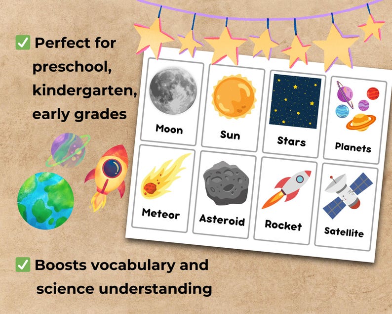 Solar System Flashcards – 24 Printable Space Vocabulary Cards for Kids ...