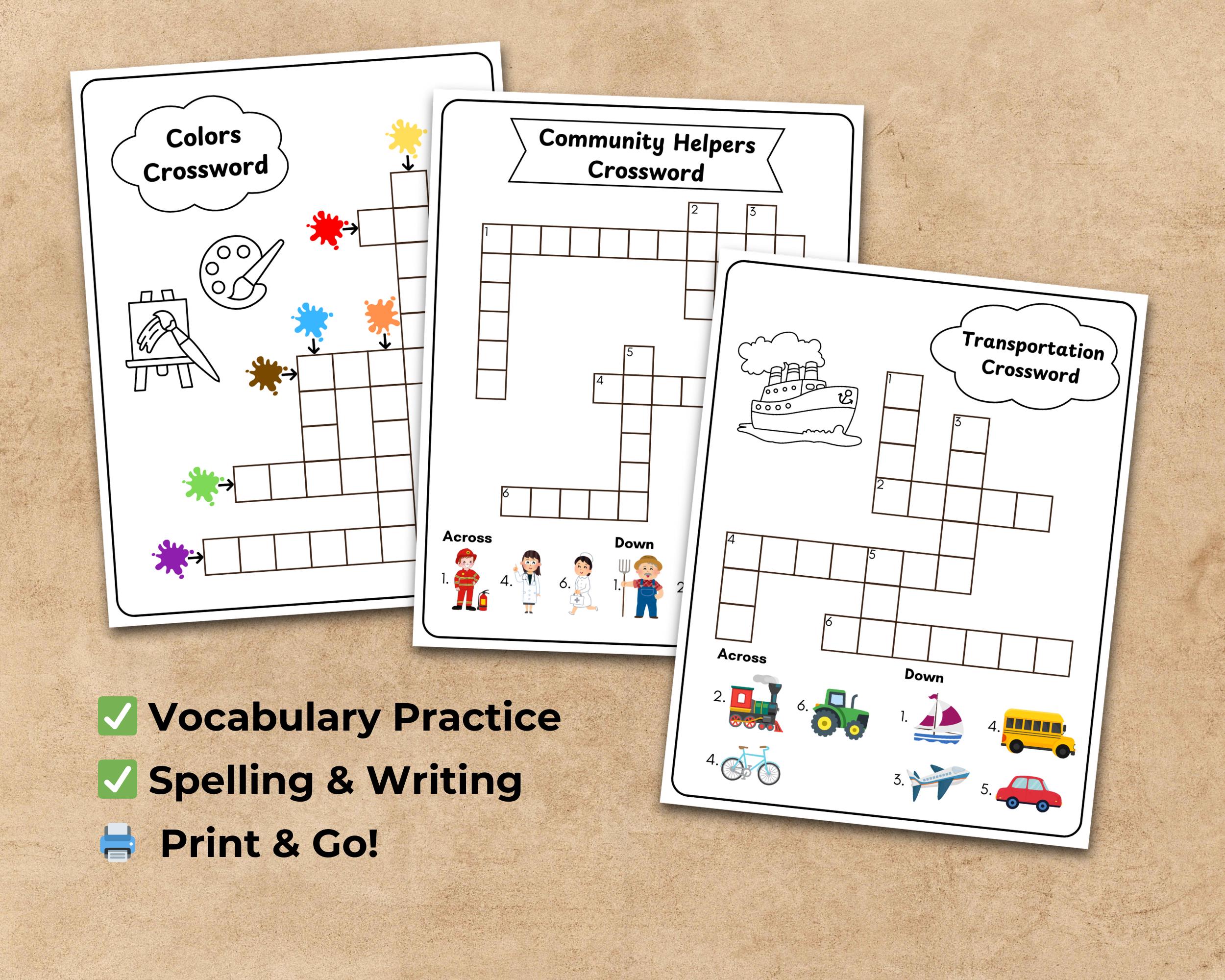Crossword Visual Picture Crossword Puzzles for Kids: Visual Spelling Activity – Fun ...