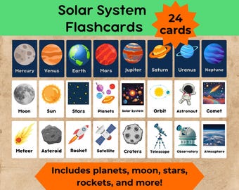 Solar System Flashcards – 24 Printable Space Vocabulary Cards for Kids ...