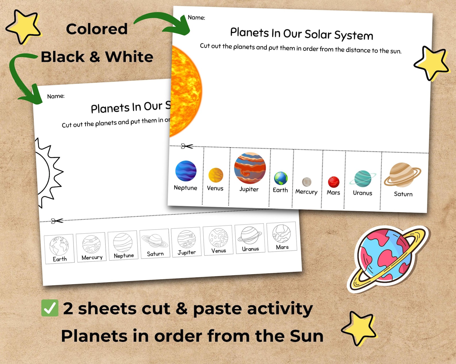 Solar System Worksheets – Planets in Order From the Sun – Name the ...