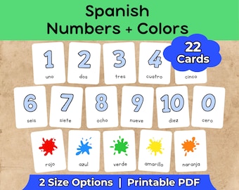 Spanish Numbers & Colors Flashcards | Bilingual Kids Printable, Counting 0–10, Color Words in Spanish, Language Learning Cards