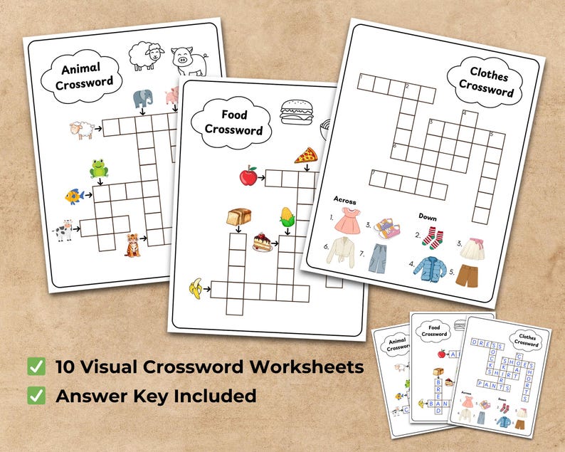 Crossword Visual Picture Crossword Puzzles for Kids: Visual Spelling Activity – Fun ...