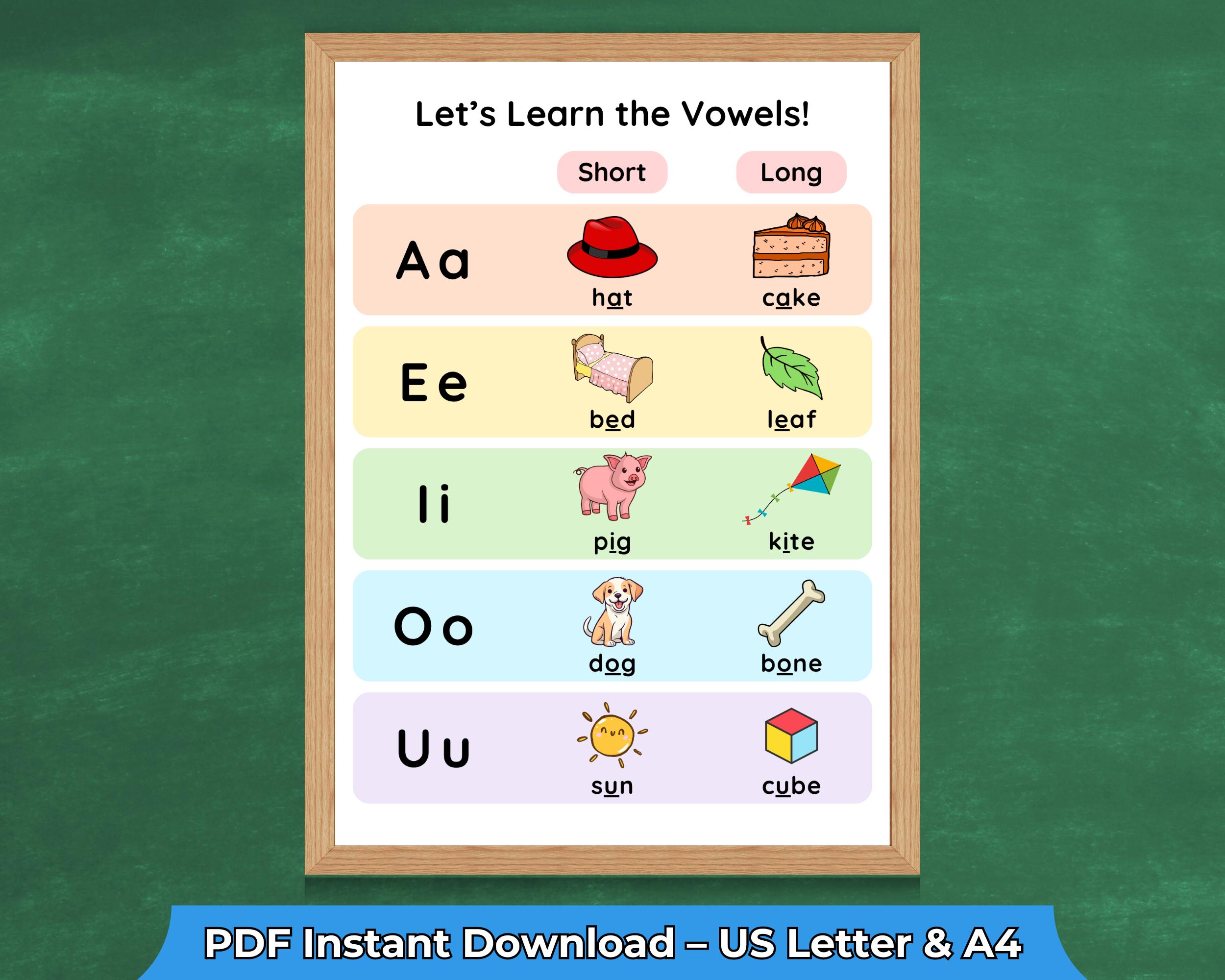 Vowels Chart Poster – Short & Long Vowel Sounds | Phonics Classroom ...