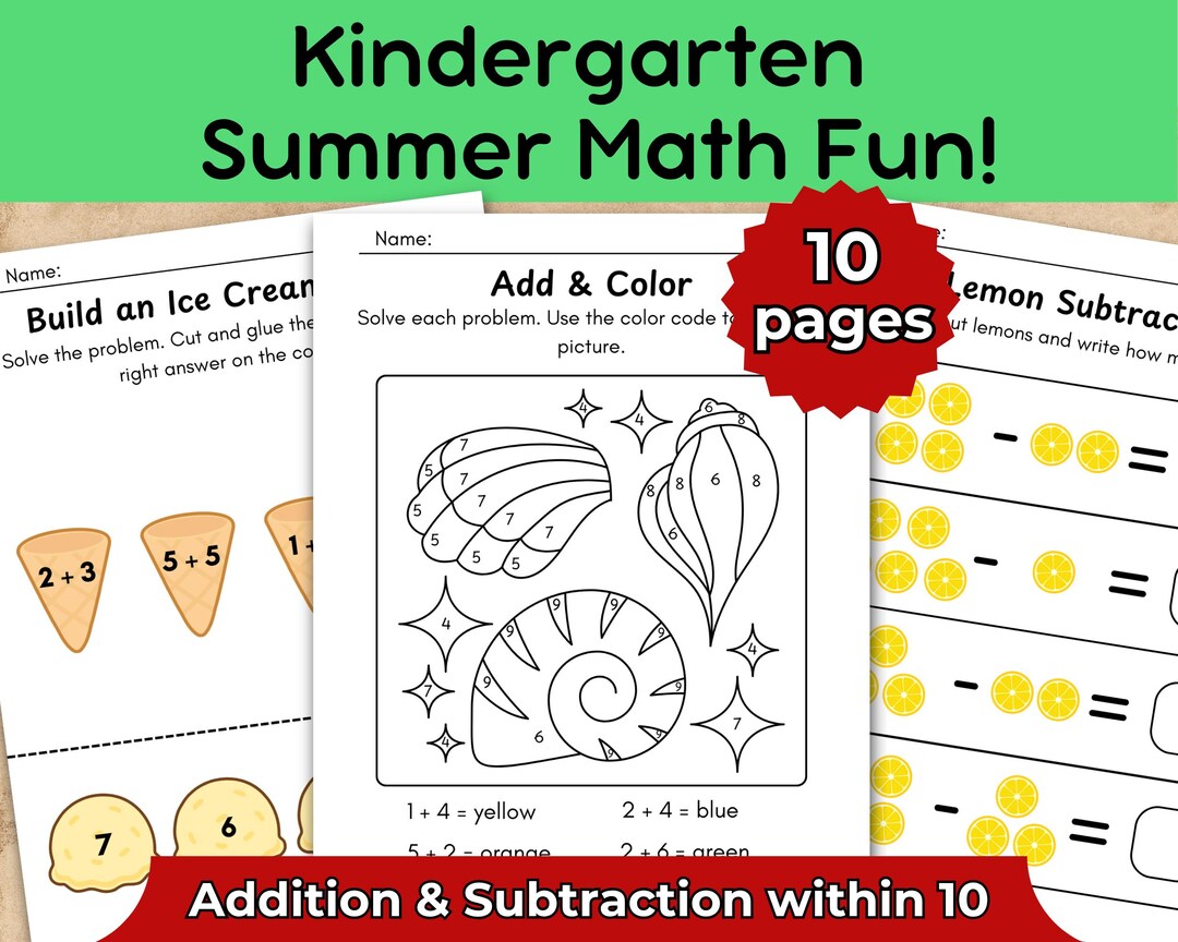Kindergarten Math Practice Sheets – Addition & Subtraction Worksheets ...
