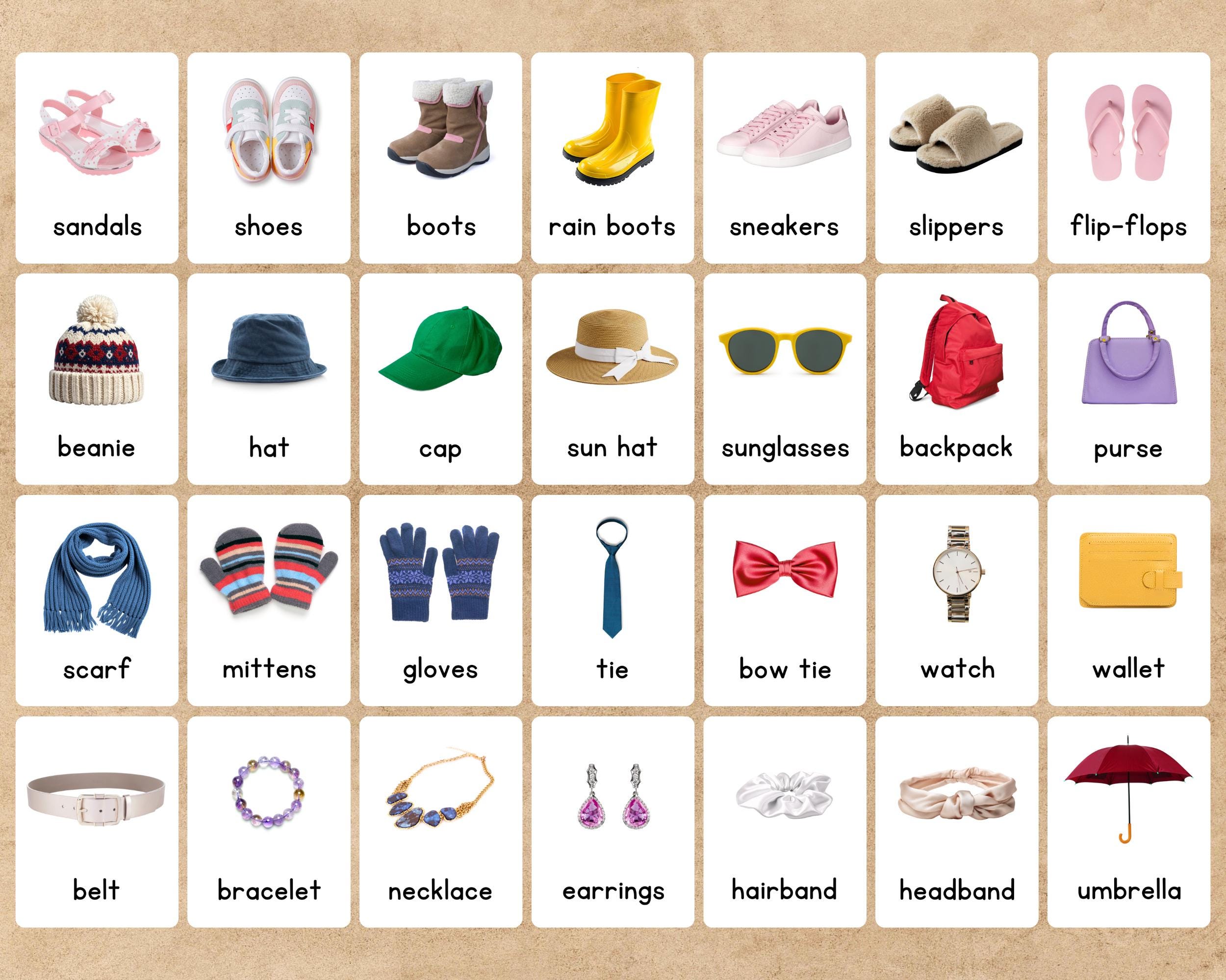 Clothes Flashcards for Kids | 56 Cards | 2 Sizes | ESL Vocabulary ...