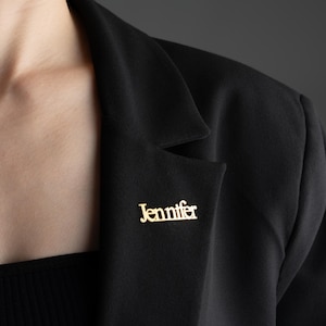 Personalized Nameplate Pin, Custom Name Tag, Unisex Name Brooch, Custom Name Jacket Collar Badge, Custom Collar Pin, Gift For Men And Womens