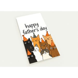 Pacote de cartões de Feliz Dia dos Pais - Cartões com tema de gato para o pai - Conjunto de 10 cartões postais