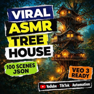 ASMR Tree House Prompts | 100 Scene JSON for Veo 3 Automation