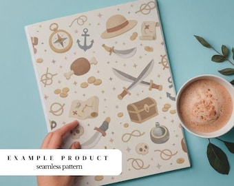 Patrón sin costuras inspirado en One Piece, tesoro pirata / PNG de 300 DPI, descarga instantánea, papel digital para sublimación de tela y vinilo, fan del anime.