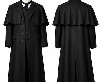 【極美品】1910s Black Chester coat Victorian / Edwardian - Coat / Overcoat / Chesterfield Coat - Fur
