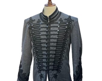Men's Wool Hussar Jacket, Military Steampunk Parade Coat