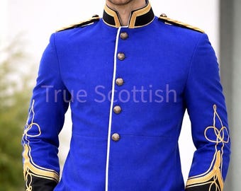 British Army Officer Tunic: Royal Blue Melton Wool, Gold Braid - Zulu War Era