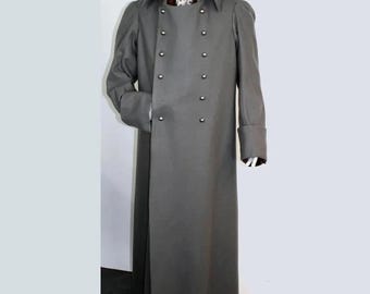 Men’s Grey Wool GreatCoat Napoleonic Military Style Long Overcoat